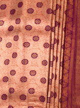 MIMOSA Peach Kanjivaram Art Silk Saree — detailed view of pallu and pleats
