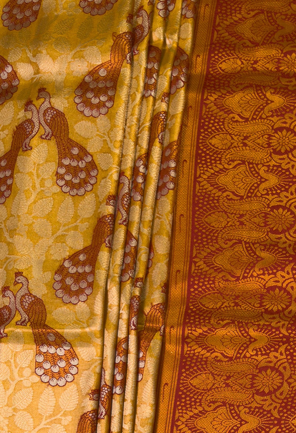 MIMOSA Gold Kanjivaram Art Silk Saree — fleets shot full lifestyle