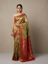 MIMOSA Olive Kanjivaram Art Silk Saree — pose 5 styling detail