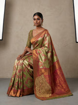 MIMOSA Olive Kanjivaram Art Silk Saree — pose 8 styling detail