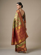 MIMOSA Olive Kanjivaram Art Silk Saree — pose 9 styling detail