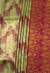 MIMOSA Olive Kanjivaram Art Silk Saree — fleets shot full lifestyle