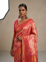 MIMOSA Peach Kanjivaram Art Silk Saree — pose 10 styling detail