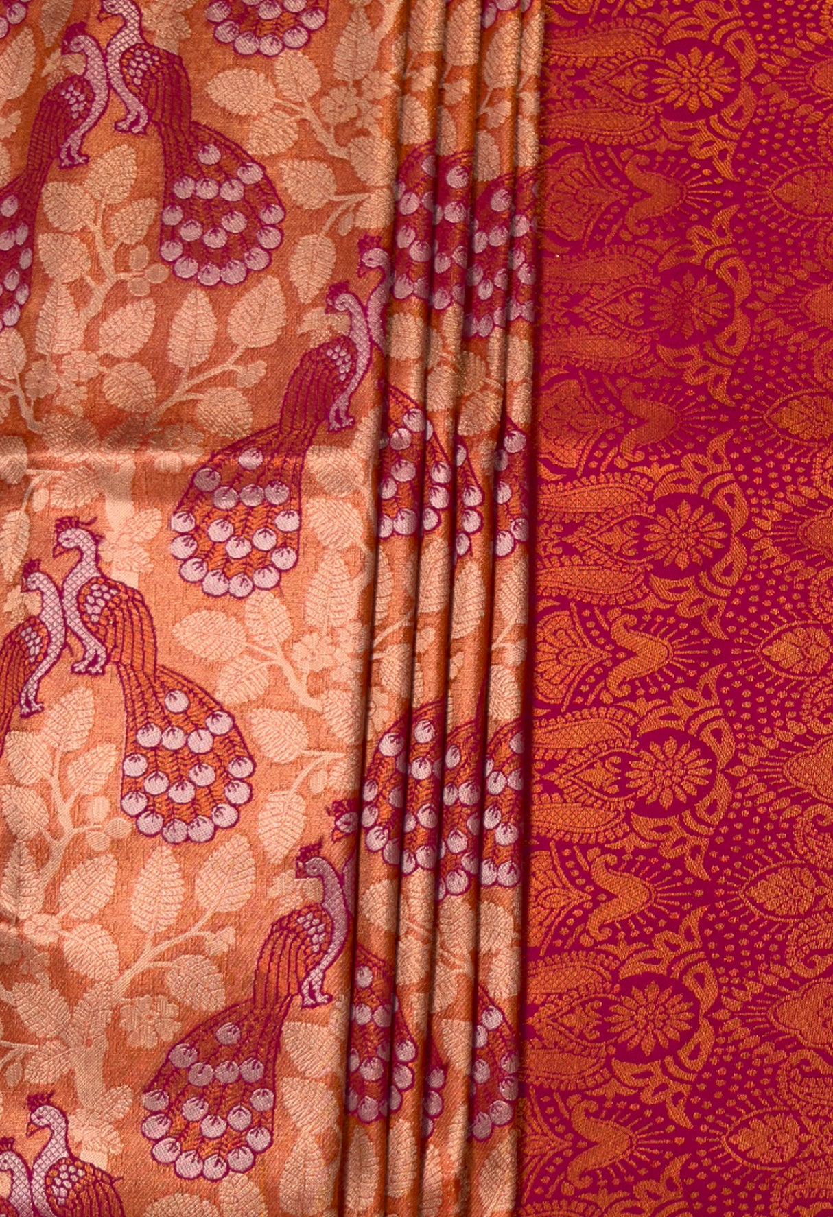 MIMOSA Peach Kanjivaram Art Silk Saree — fleets shot full lifestyle