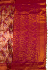 MIMOSA Peach Kanjivaram Art Silk Saree — pallu and zari work detail