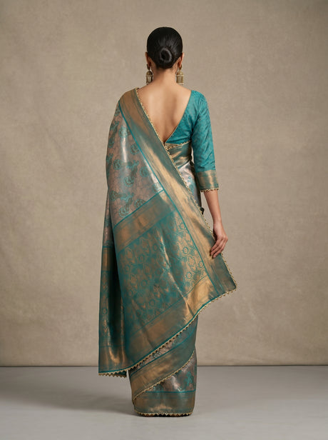 MIMOSA Saffire Kanjivaram Art Silk Saree — unstitched blouse fabric detail