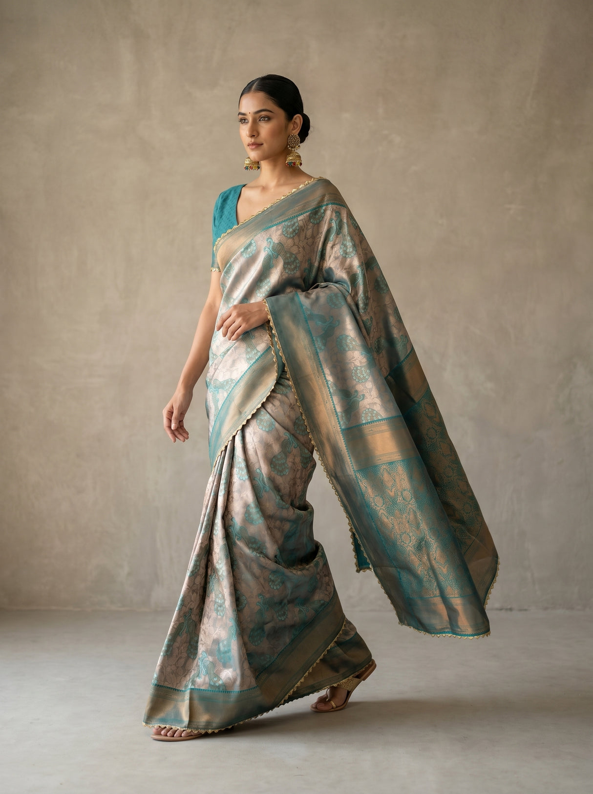 MIMOSA Saffire Kanjivaram Art Silk Saree — pose 7 styling detail