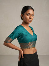 MIMOSA Saffire Kanjivaram Art Silk Saree — blouse close-up