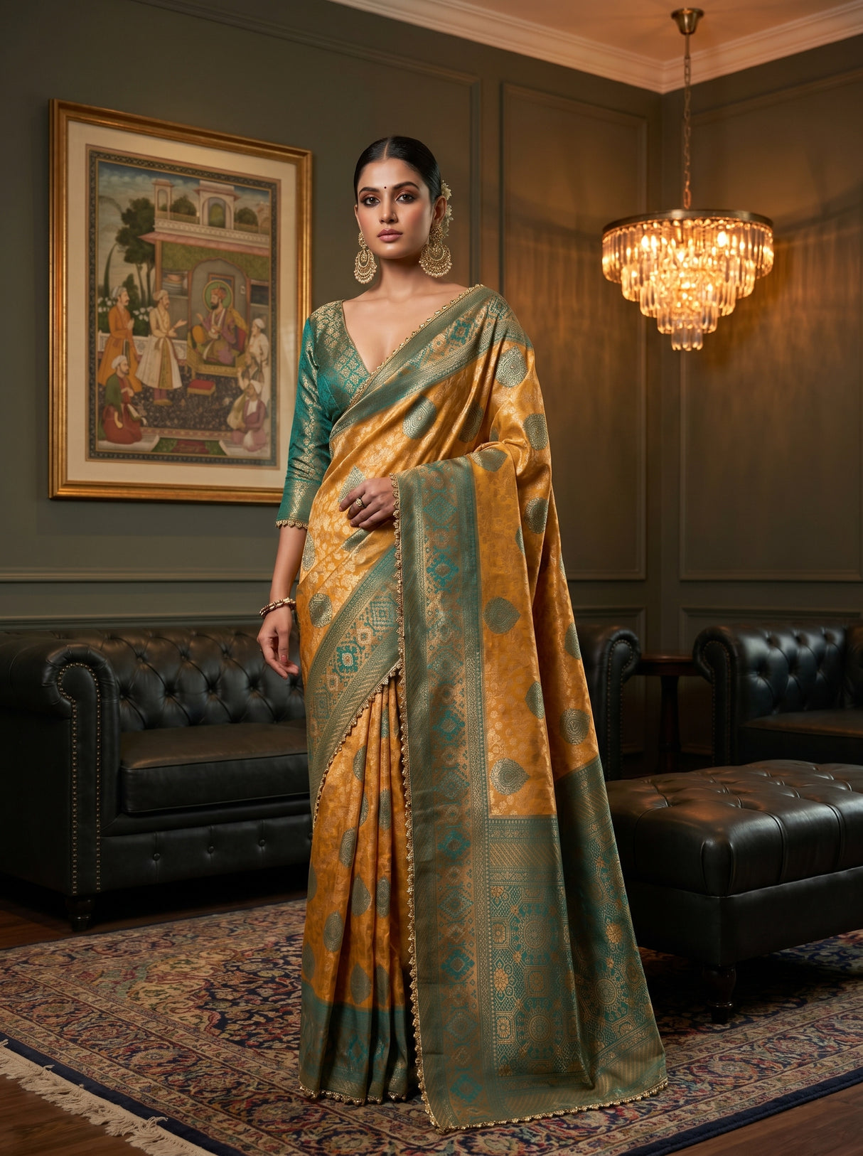 MIMOSA Gold Kanjivaram Art Silk Saree — pose 5 styling detail