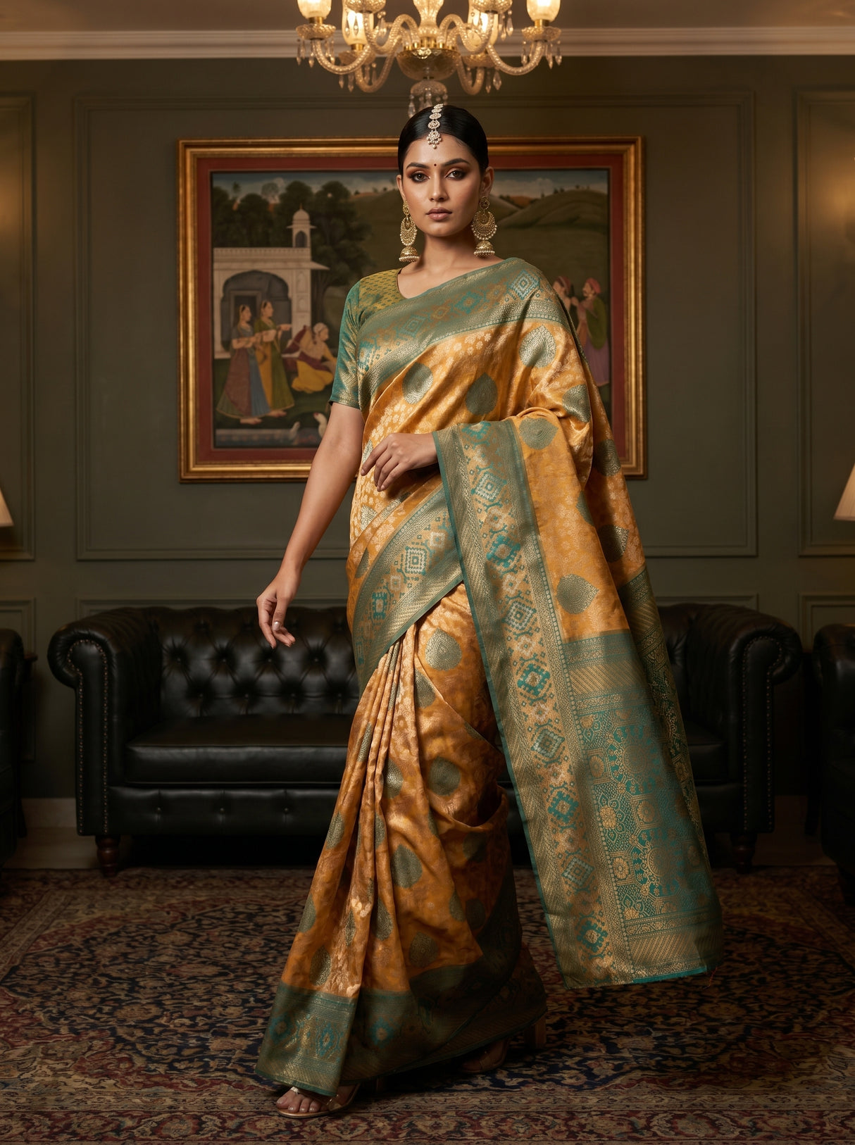 MIMOSA Gold Kanjivaram Art Silk Saree — pose 7 styling detail