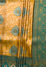 MIMOSA Gold Kanjivaram Art Silk Saree — fleets shot full lifestyle