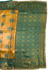 MIMOSA Gold Kanjivaram Art Silk Saree — pallu and zari work detail