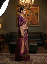 MIMOSA Magenta Kanjivaram Art Silk Saree — Model pose in festive setting