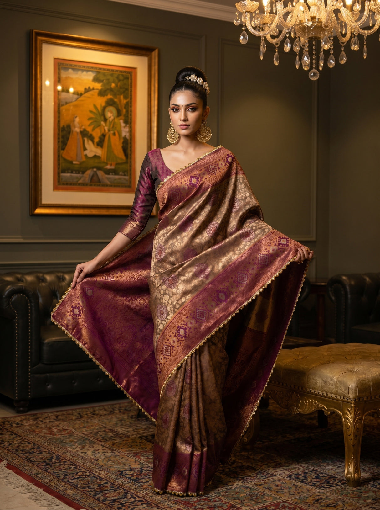 MIMOSA Magenta Kanjivaram Art Silk Saree — pose 6 styling detail