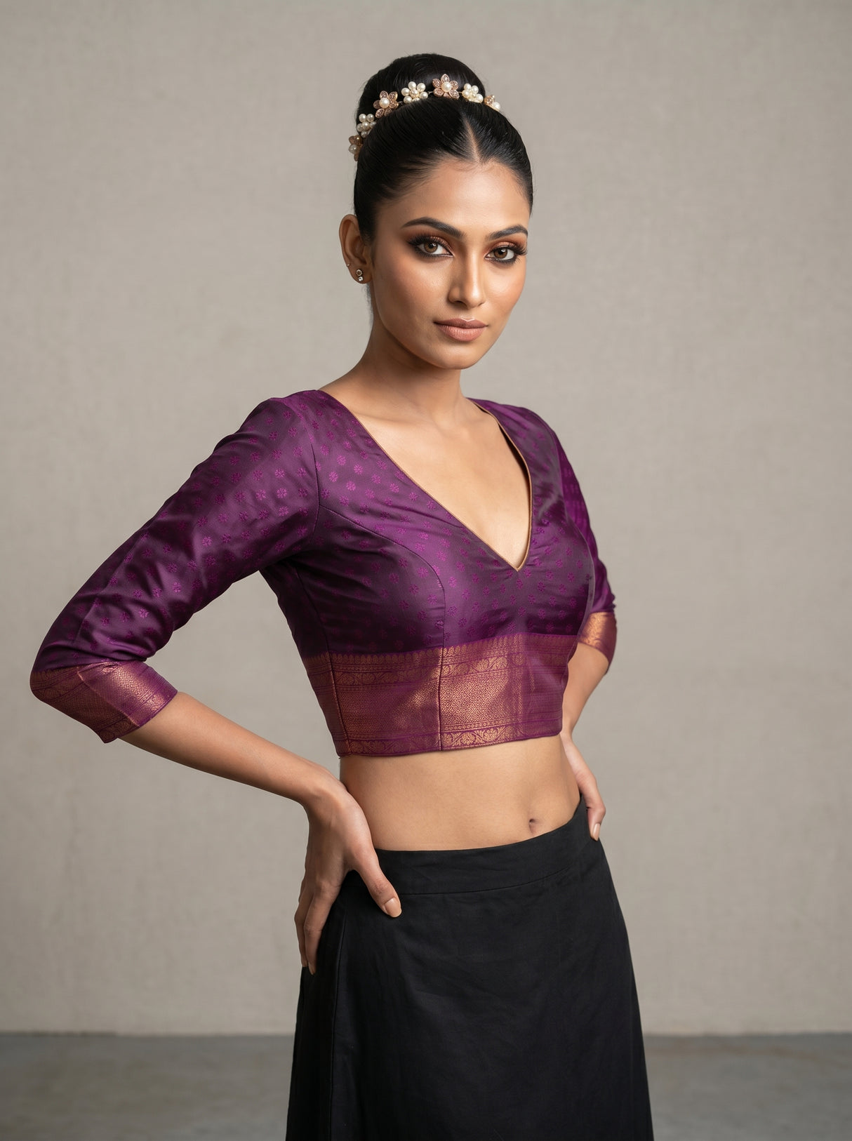 MIMOSA Magenta Kanjivaram Art Silk Saree — blouse close-up
