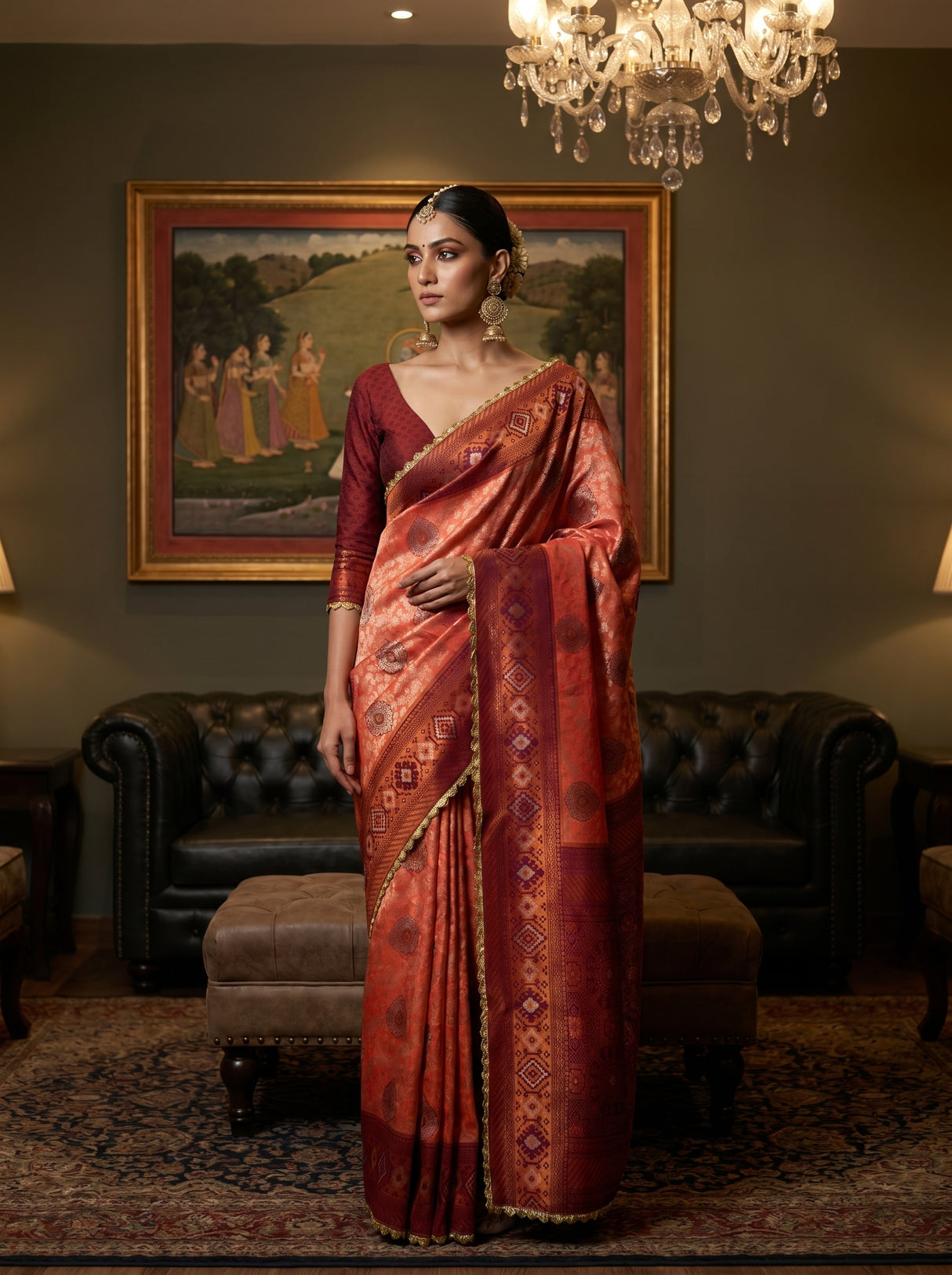 MIMOSA Peach Kanjivaram Art Silk Saree — pose 4 styling detail