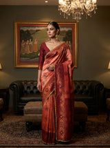 MIMOSA Peach Kanjivaram Art Silk Saree — pose 4 styling detail