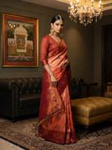 MIMOSA Peach Kanjivaram Art Silk Saree — pose 5 styling detail