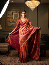 MIMOSA Peach Kanjivaram Art Silk Saree — pose 6 styling detail