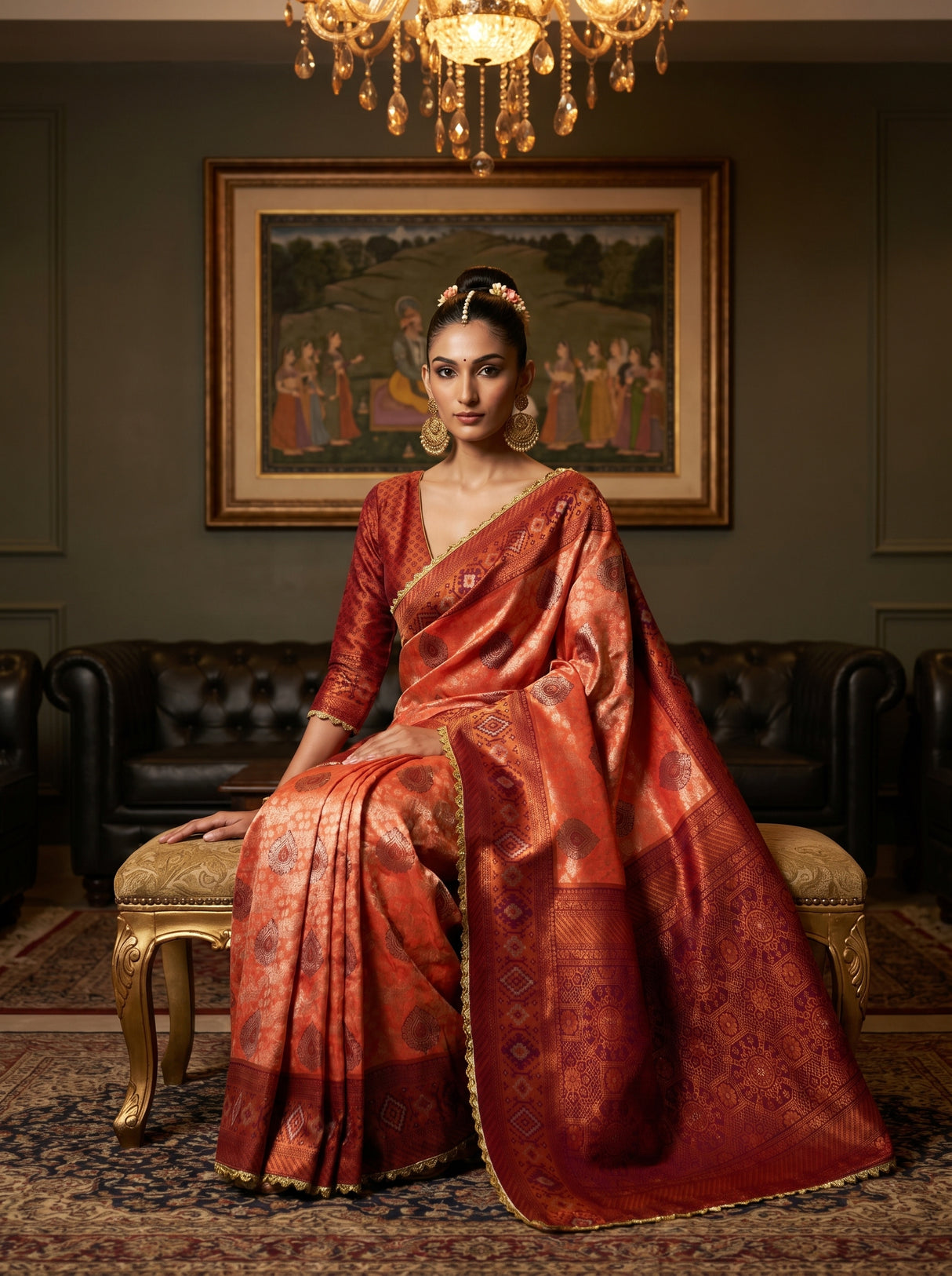 MIMOSA Peach Kanjivaram Art Silk Saree — pose 8 styling detail