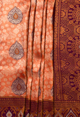 MIMOSA Peach Kanjivaram Art Silk Saree — fleets shot full lifestyle