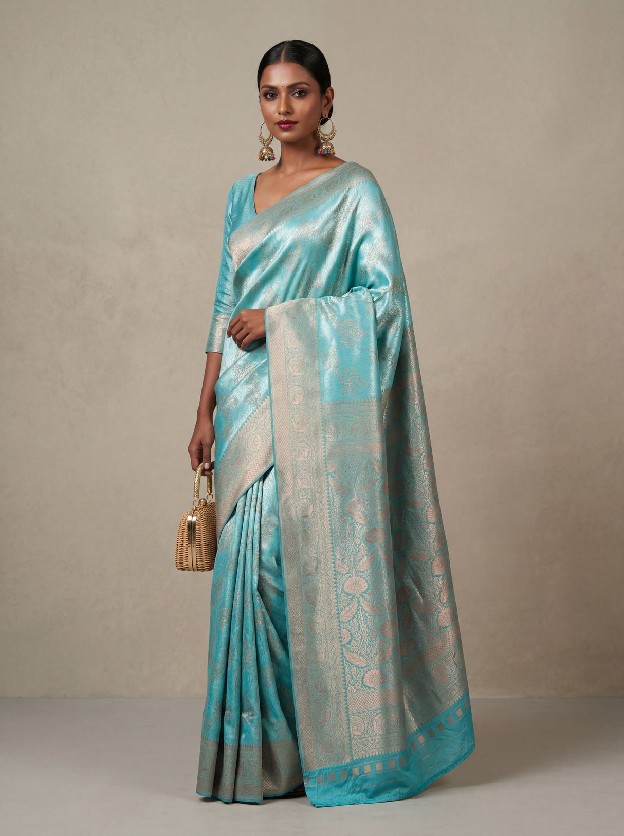MIMOSA Ananda Kanjivaram Art Silk Saree — blouse fabric detail
