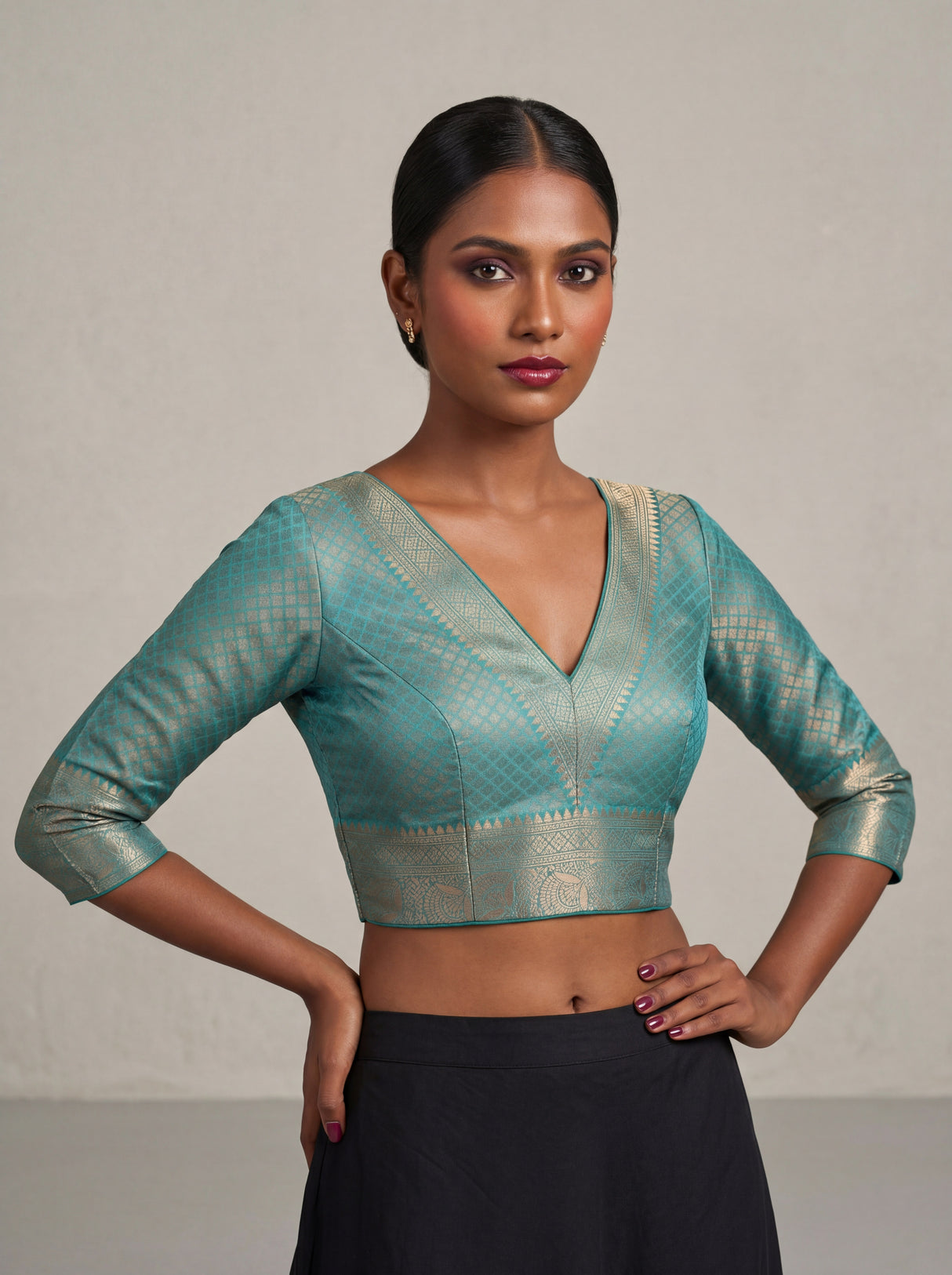 MIMOSA Ananda Kanjivaram Art Silk Saree — blouse close-up
