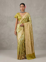 MIMOSA Olive Kanjivaram Art Silk Saree — full view on mannequin