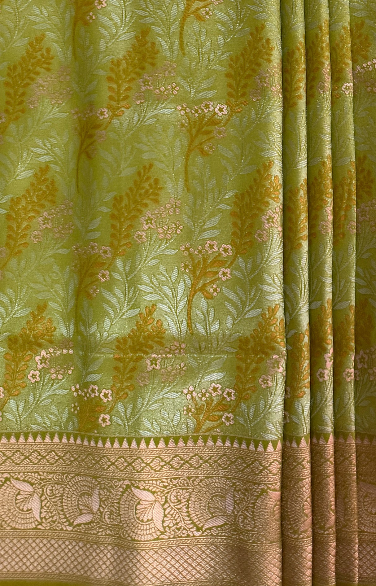MIMOSA Olive Kanjivaram Art Silk Saree — fleets shot full lifestyle