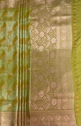 MIMOSA Olive Kanjivaram Art Silk Saree — pallu and zari work detail