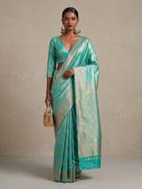 MIMOSA Rama Kanjivaram Art Silk Saree — full view on mannequin