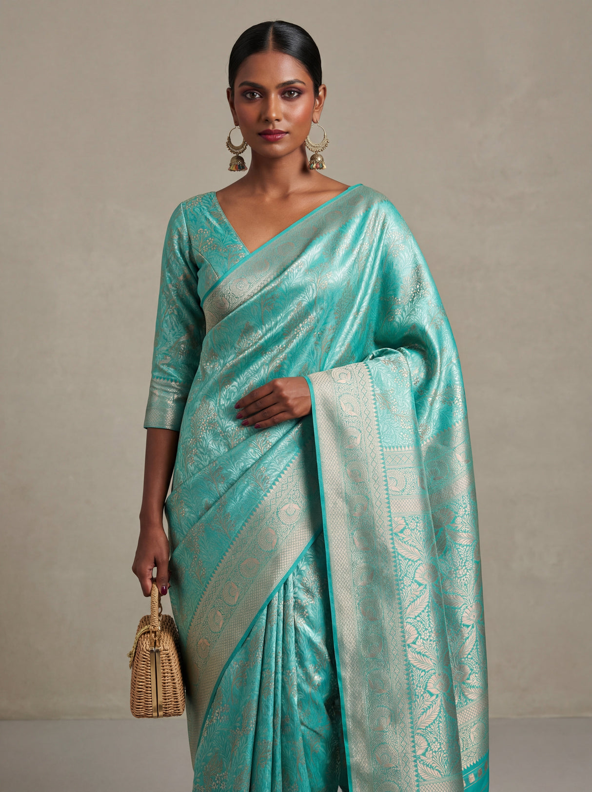 MIMOSA Rama Kanjivaram Art Silk Saree — pose 5 styling detail