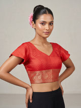 MIMOSA Strawberry Kanjivaram Art Silk Saree — pose 5 styling detail