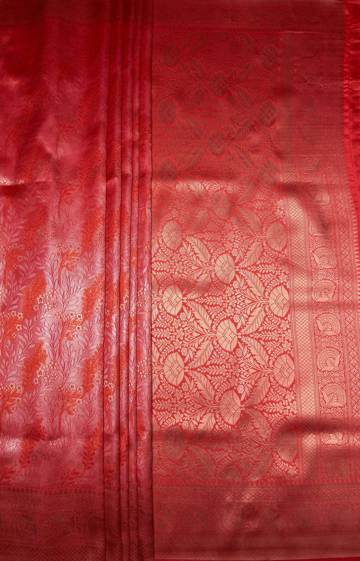 MIMOSA Strawberry Kanjivaram Art Silk Saree — pallu and zari work detail