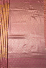 MIMOSA Peach Kanjivaram Art Silk Saree — pallu and zari work detail