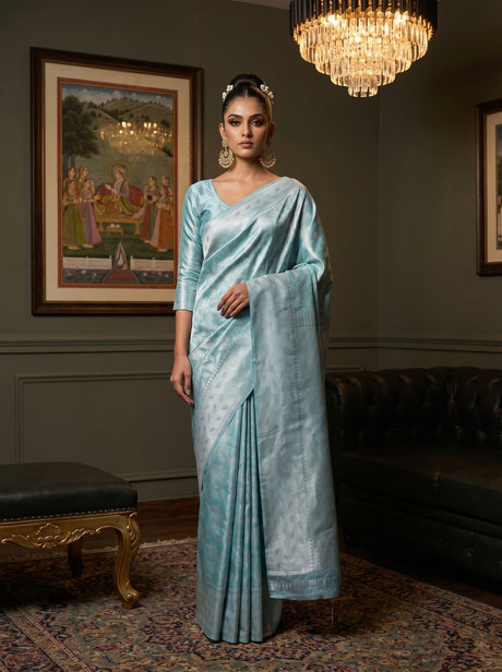 MIMOSA Rama Kanjivaram Art Silk Saree — full front view