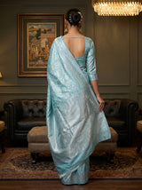 MIMOSA Rama Kanjivaram Art Silk Saree — close-up of face and chandelier