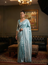 MIMOSA Rama Kanjivaram Art Silk Saree — detail of border and drape