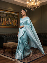 MIMOSA Rama Kanjivaram Art Silk Saree — close-up of pallu and lower drape