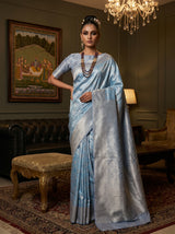 MIMOSA Royal Blue Kanjivaram Art Silk Saree — pose 10 styling detail