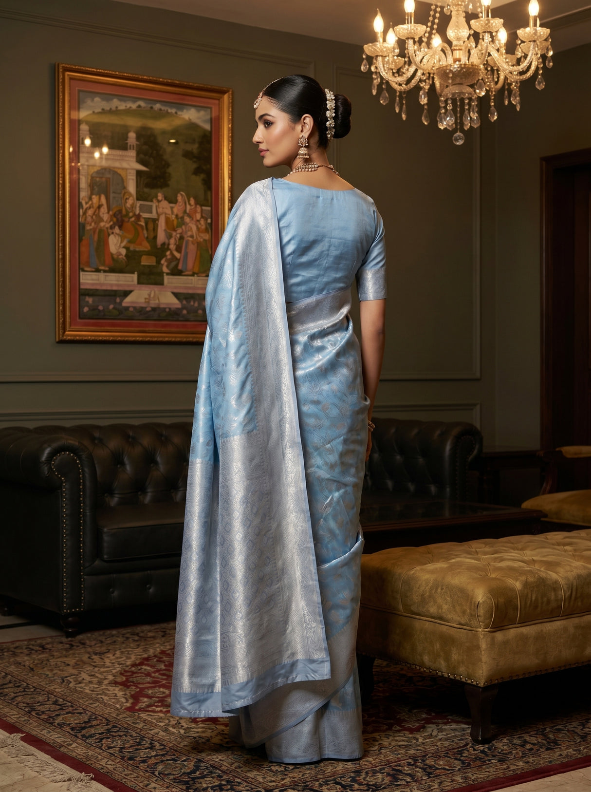 MIMOSA Royal Blue Kanjivaram Art Silk Saree — pose 9 styling detail