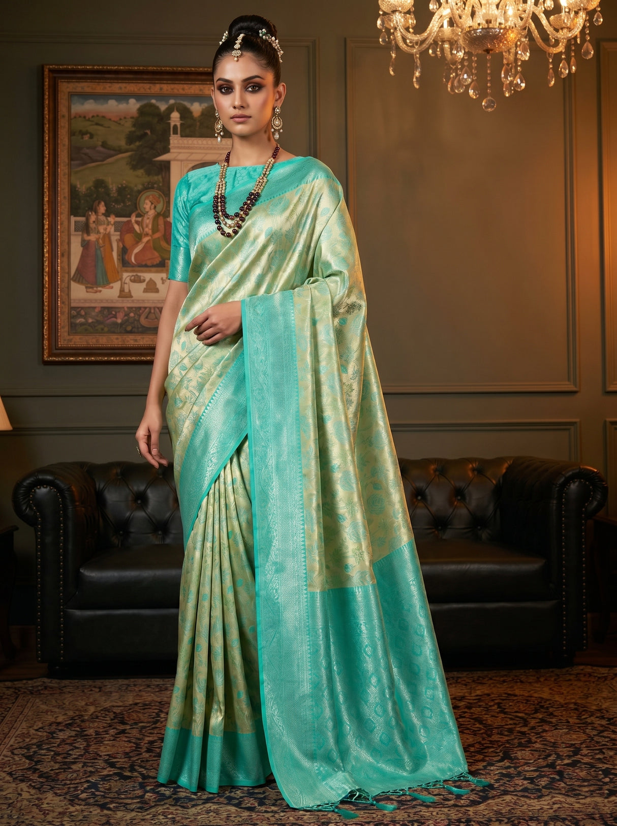 MIMOSA Gold Kanjivaram Art Silk Saree — pose 5 styling detail