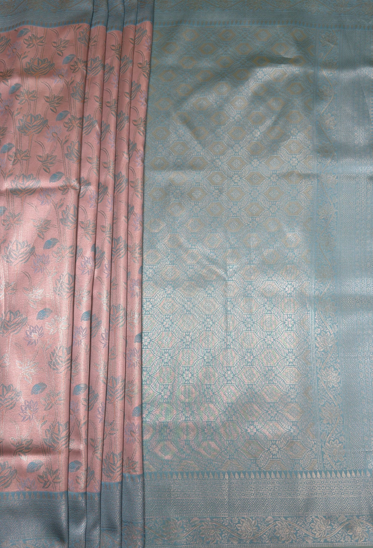 MIMOSA Half White Kanjivaram Art Silk Saree — pallu and zari work detail