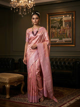 MIMOSA Pink Kanjivaram Art Silk Saree — front view on mannequin