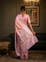 MIMOSA Pink Kanjivaram Art Silk Saree — pose 2 styling detail