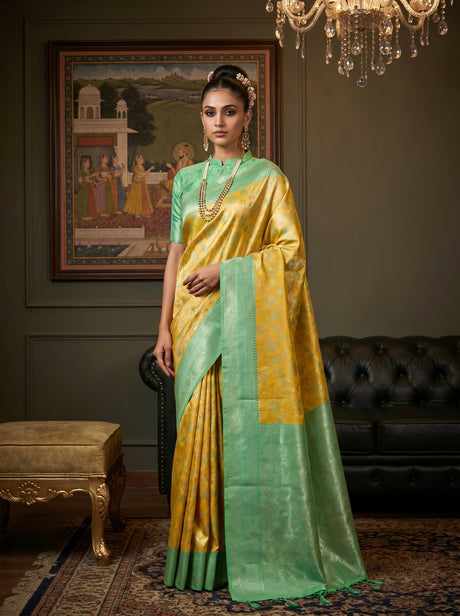 MIMOSA Pista Kanjivaram Art Silk Saree — pose 10 styling detail