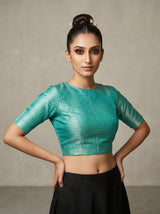 MIMOSA Pista Kanjivaram Art Silk Saree — blouse close-up