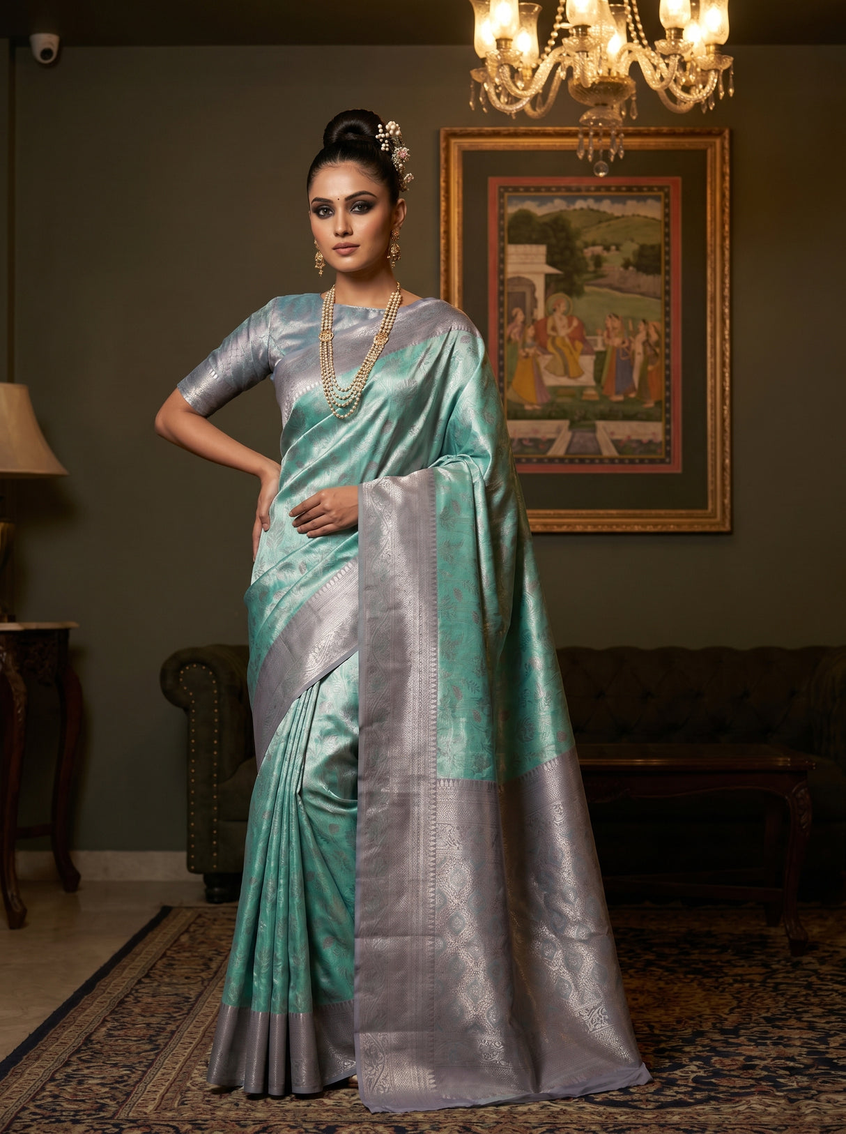 MIMOSA Rama Kanjivaram Art Silk Saree — pose 10 styling detail