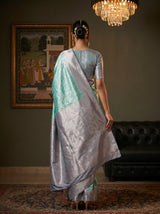 MIMOSA Rama Kanjivaram Art Silk Saree — pose 2 styling detail