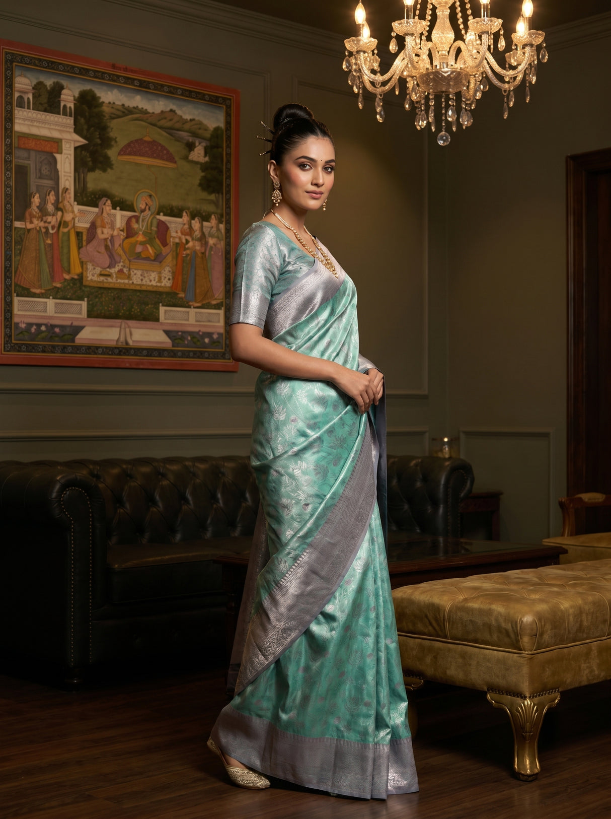 MIMOSA Rama Kanjivaram Art Silk Saree — pose 4 styling detail